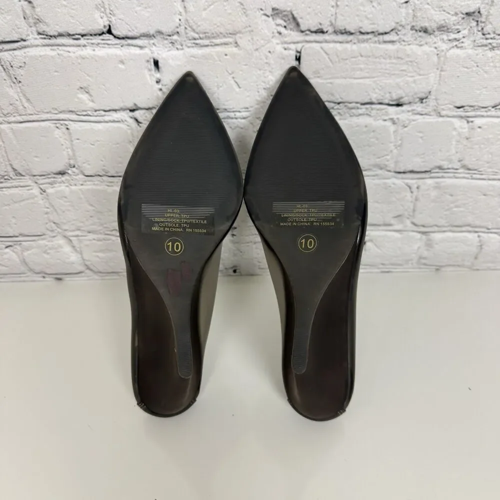 Yeezy Women’s Wedge Heels HL-03 Black Translucent TPU Heel Size 10 Slip On Shoe